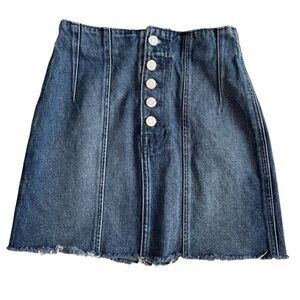 GRLFRND denim skirt ~ Button fly ~ size 24 ~ frayed hem